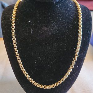 24" Brushed Gold Tone Unisex Chain Necklace Simple